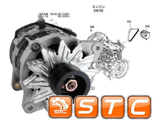 генератор 24V 50A Aftermarket для двигателя Isuzu 4JJ1 на экскаваторы Hitachi